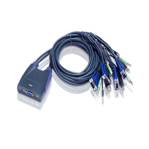 کی وی ام سوئیچ 4 پورت USB/VGA همراه با صدا با کابلهای 1.2 و0.9 متر مدل CS64US